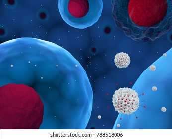 3d Illustration Of Mesoporous Silica Nanoparticles Delivering Drug To Cells