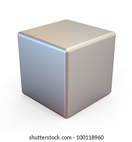 3d Illustration Of Metal Cube