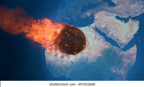 3D Illustration Of A Meteorite Burning Up In The Earth's Mesosphere