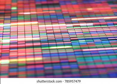 3D Illustration Of A Method Of Colored DNA Sequencing.