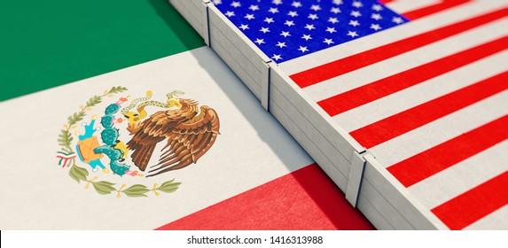 3D illustration, Mexico - United States barrier