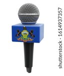 3d illustration. Microphone and Pennsylvania flag. Image with clipping path