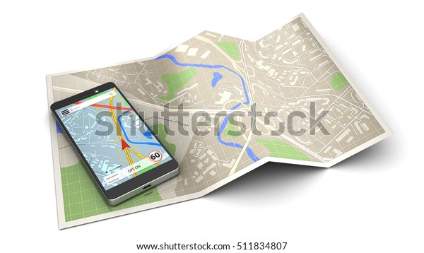 3d illustration of mobile phone navigation icon
or concept