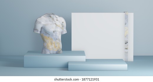 3D Illustration - Mockup With Marble Male Torso Statue