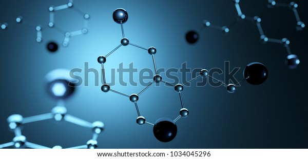 3d illustration. Model of serotonin molecule,\
Hormone of Happiness.