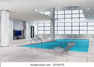 3d illustration of modern indoors swimming pool - Powered by Shutterstock