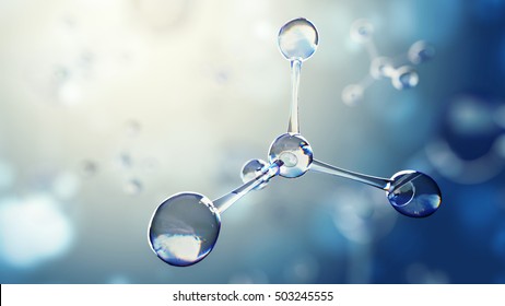 3d Illustration Of Molecule Model. Science Background With Molecules And Atoms