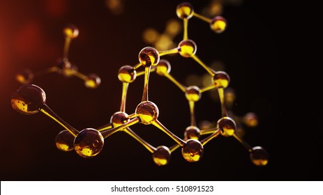 3d illustration of molecule model. Science background with molecules and atoms

