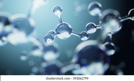 3d Illustration Of Molecule Model. Science Background With Molecules And Atoms