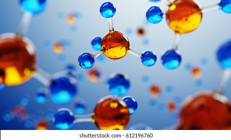 3d illustration of molecule model. Science or medical background with molecules and atoms. 