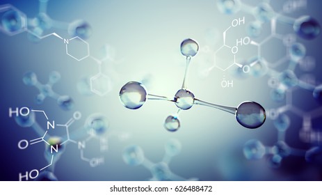 3d Illustration Molecule Model Science Background Stock Illustration ...