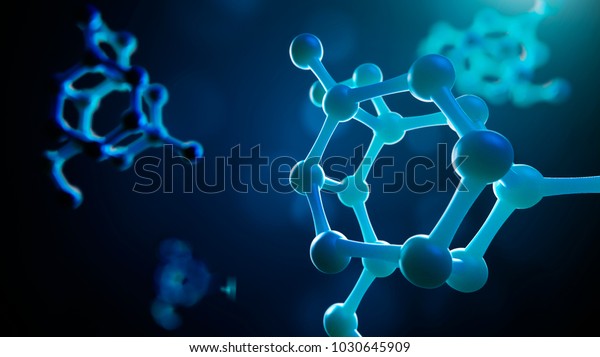 3d illustration of molecule model.\
Science or medical background with molecules and\
atoms.