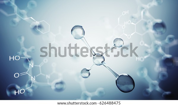 3d Illustration Molecule Model Science Background Stock Illustration ...