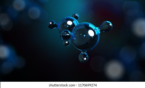 3D Illustration Molecules. Atoms Bacgkround. Medical Background. Molecular Structure At The Atomic Level