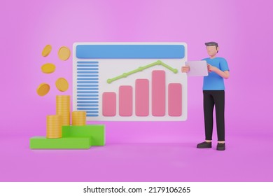 3d illustration of money saving data. Finance saving.3d rendering arrow growth up with coin stacks. business financial income from investment.
