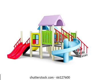 3D Illustration Of Motley Playground On White Background