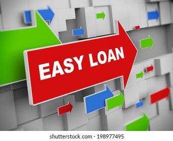 3d Illustration Of Moving Arrow Of Easy Loan On Abstract Wall Background