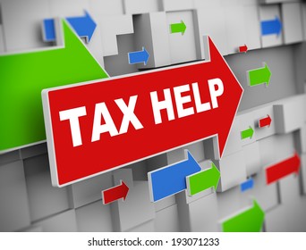 3d Illustration Of Moving Arrow Of Tax Help On Abstract Wall Background