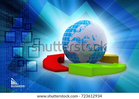 3d illustration of Multi colored arrow