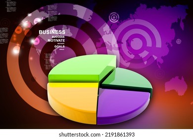 3d Illustration Of Multi Use Pie Chart Graph In Color Background