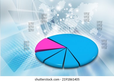 3d Illustration Of Multi Use Pie Chart Graph In Color Background