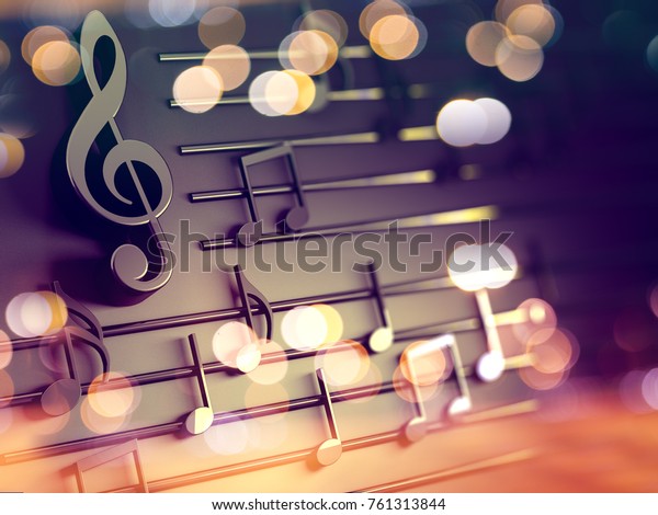 3d illustration of musical notes of wall mural wallpaper concept