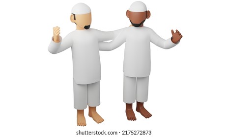 3D Illustration Of Muslims Togetherness In Diversity. Muslims Are People Who Follow Or Practice Islam, A Monotheistic Abrahamic Religion. 