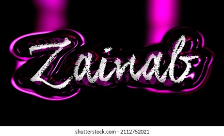 3D Illustration Of The Name Zainab Who Is The Daughter Of Imam Ali AS And Lady Fatima SA. Very High Dimensions. Extremely Revered Personality In Shia Islam.