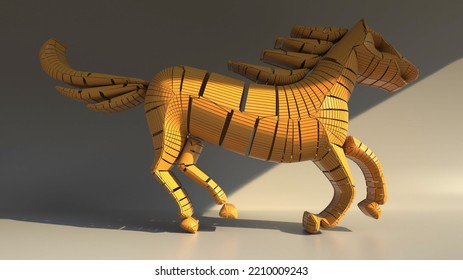 3D Illustration Of A Native American Indian Horse. Must View At Maximum Dimensions For Details.