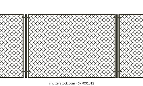 3d illustration. Net metal fence on a white background.
