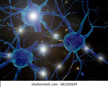 3D Illustration of Neural networks, Neurons, Central Nervous System
