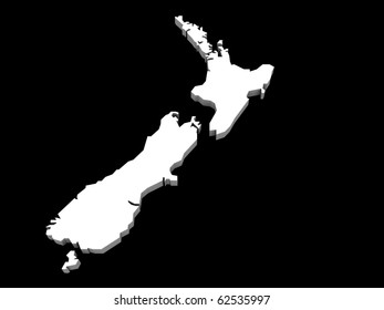 A 3d Illustration Of The New Zealand Map