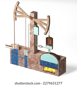 3d illustration Newcomen steam engine