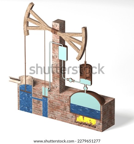 3d illustration Newcomen steam engine