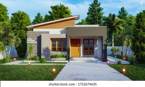 3d Illustration Of A Newly Built Luxury Home.