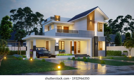 3d illustration of a newly built luxury home.