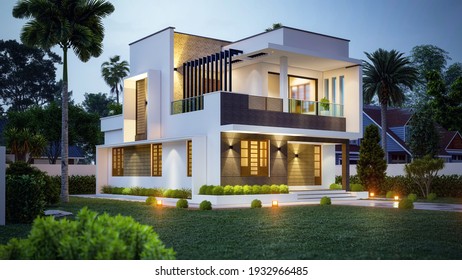3d illustration of a newly built luxury home.