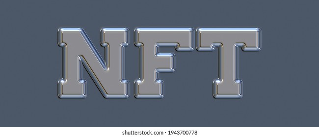 A 3d Illustration Of A Nft Chrome Sign Banner