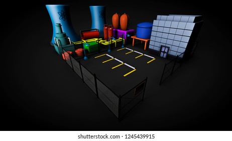 3d Illustration Of A Nuclear Plant Based In Cartoon