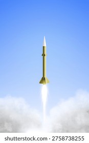 3d illustration of a nuclear rocket test