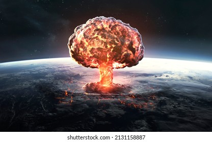 3D Illustration Of Nuclear War, Destruction Of The Planet. World War, Last Days Of Mankind. Elements Of Image Provided By Nasa