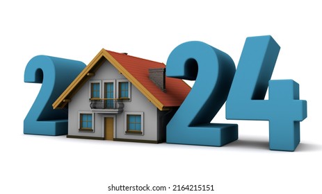 3d Illustration Number 2024 House 260nw 2164215151 