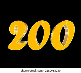 3D Illustration Numbers 200 Gold Isolated On A White Background