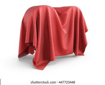 3D Illustration Object Covered With Red Drapery On White Background