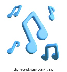 3D illustration or 3D object render of music melody