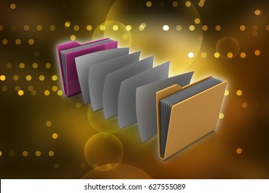 3d illustration of office folder with documents  