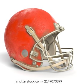 3D Illustration Of An Old Football Helmet