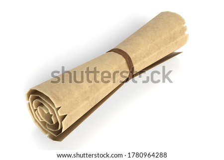 3d illustration of an old scroll rolled up