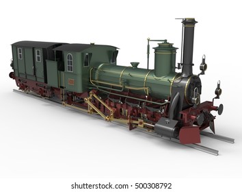 3d illustration of old vintage train locomotive. isolated on white background