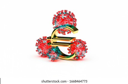 3D illustration of Omicron COVID-19 Coronovarius infect the Euro economy market crash news 2020 in white background